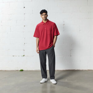 Vintage London Fog Men's Large Red Retro 1/4 Button Collared Short Sleeve Polo